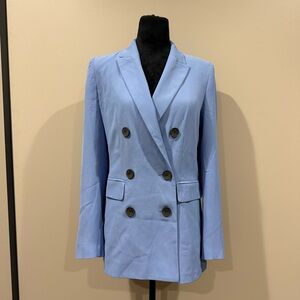Topshop Light Sky Blue Double-Breasted Tailored Blazer - Size 2